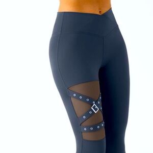 HALARA Black Leggings with Strappy Details